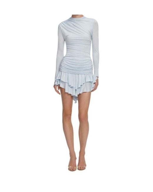 Self-Portrait Blue Ruffled Long-Sleeved Mini Dress