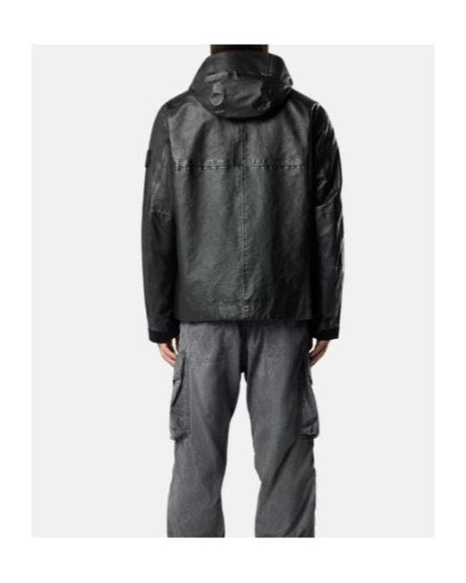 Stone Island Black Hooded Jacket With Concealed Zip Pockets for men