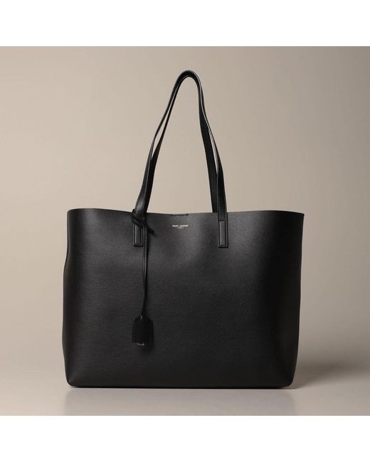 Saint Laurent Black E/W Logo Detailed Tote Bag