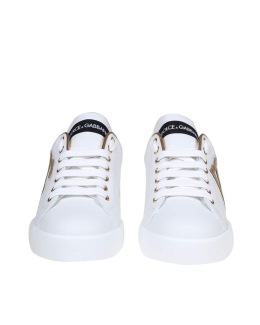 Dolce & Gabbana White Luxe Lace-Up Sneaker With Dg Logo