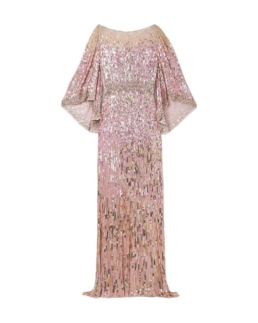 Jenny Packham Pink Shimmer Sequin Evening Dress