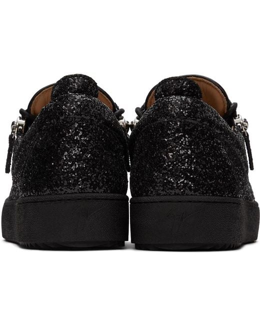Giuseppe Zanotti Black Strass Glitter-Detail Sneakers for men