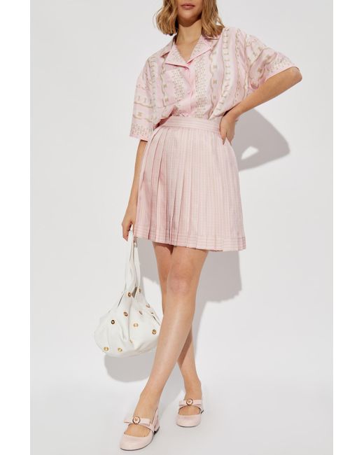 Versace Pink Pleated Mini Skirt