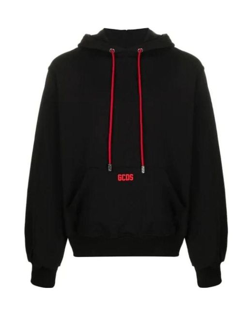 Gcds Black Logo Hooded Sweater for men