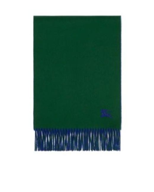 Burberry Green Ekd Embroidered Reversible Fringed Scarf for men