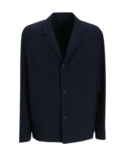 Boss Blue Notched-Collar Button-Up Jacket for men