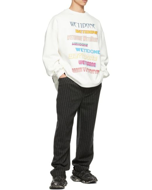 we11done White Logo Printed Long-Sleeved Sweatshirt for men