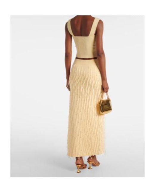 Galvan Natural Depois Embellished Jersey Maxi Skirt