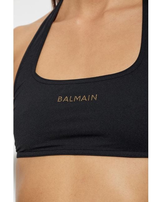 Balmain Black Lace-Up Bikini Set