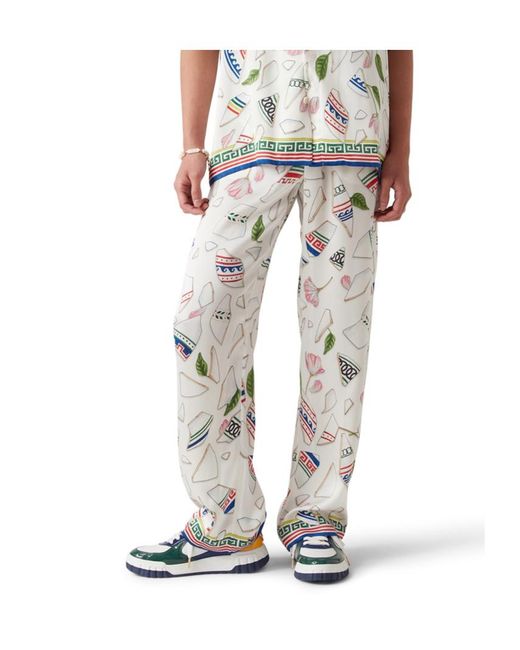 Casablanca White Le Vase Brise Silk Trousers for men