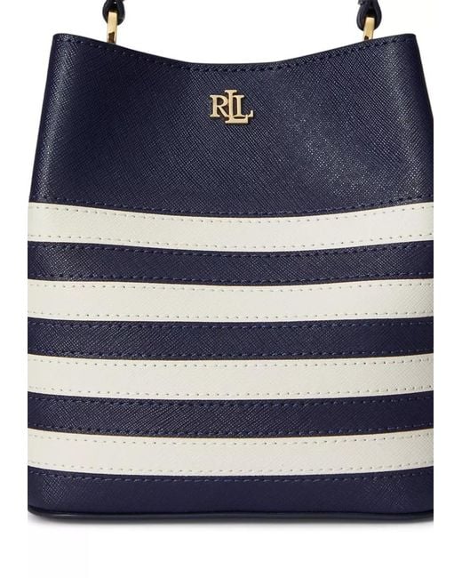 Ralph Lauren Blue Striped Leather Satchel
