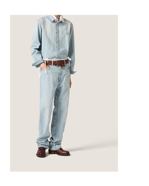 Miu Miu Blue Five-Pocket Washed Denim Jeans