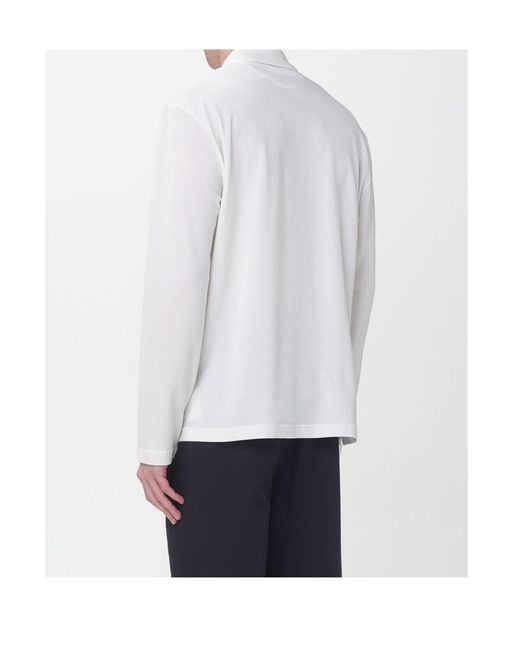 Eleventy White Long-Sleeve Polo Shirt for men