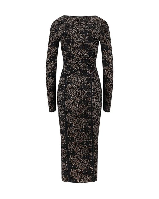 Elisabetta Franchi Black Long-Sleeved Dress