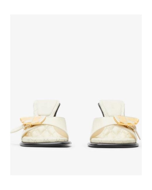 Burberry White Bay Leather Mules