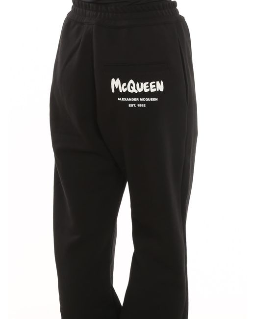 McQueen Black Logo Printed Jersey Joggers