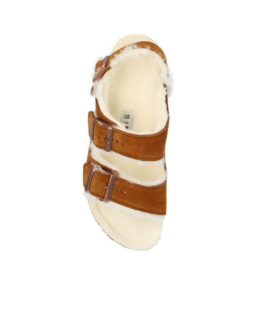 Birkenstock Brown Milano Shearling Buckled Sandals