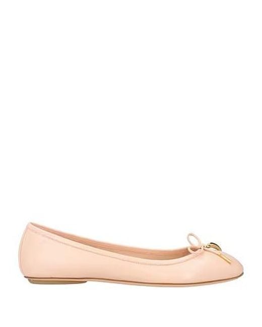 Chloé Pink Simple Bow Leather Ballet Flats