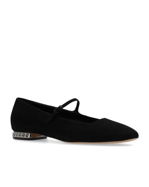 Casadei Black Buckle Square Toe Strapped Pumps