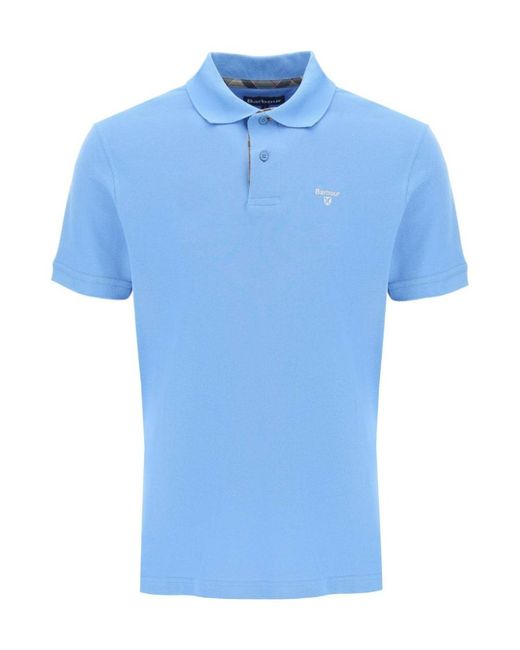 Barbour Blue Logo Embroidered Short Sleeved Polo Shirt for men