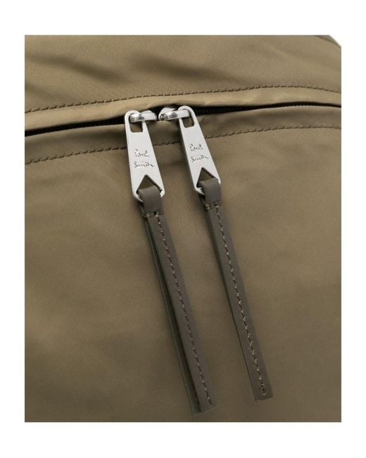 Paul Smith Green Zip-Fastening Buckle-Detail Backpack for men