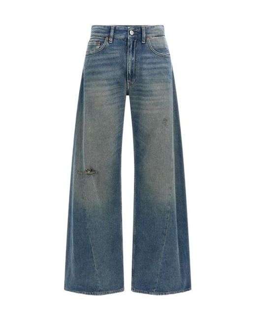 MM6 by Maison Margiela Blue Wide-Leg Distressed Jeans