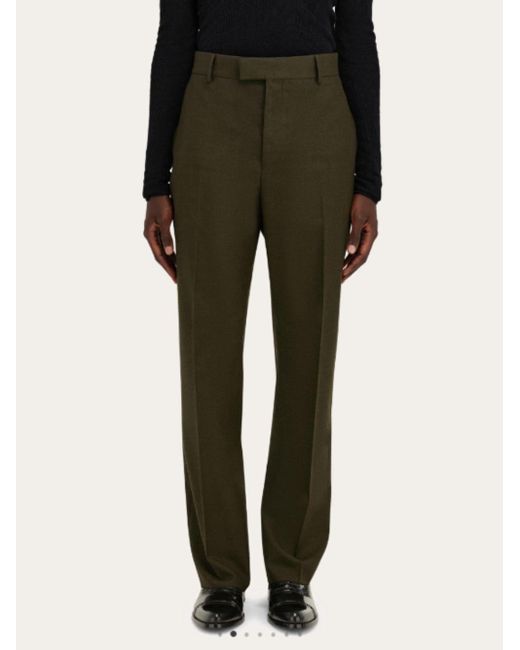 Ferragamo Green Ferragamo Flat Front Trousers for men