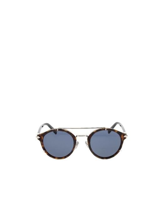 Dior Blue Eyewear Round Frame Sunglasses for men