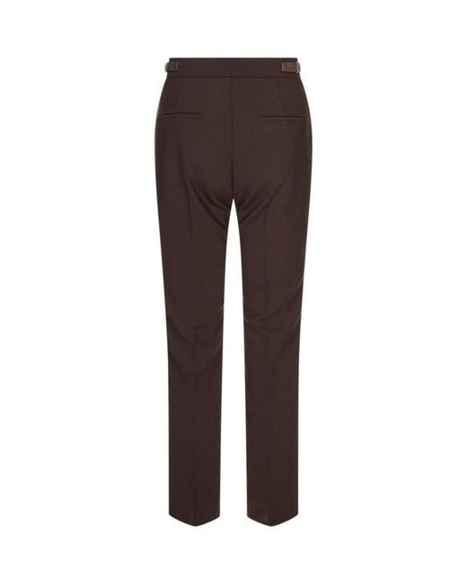 Max Mara Brown Mxmacino Logo-Plaque Trousers