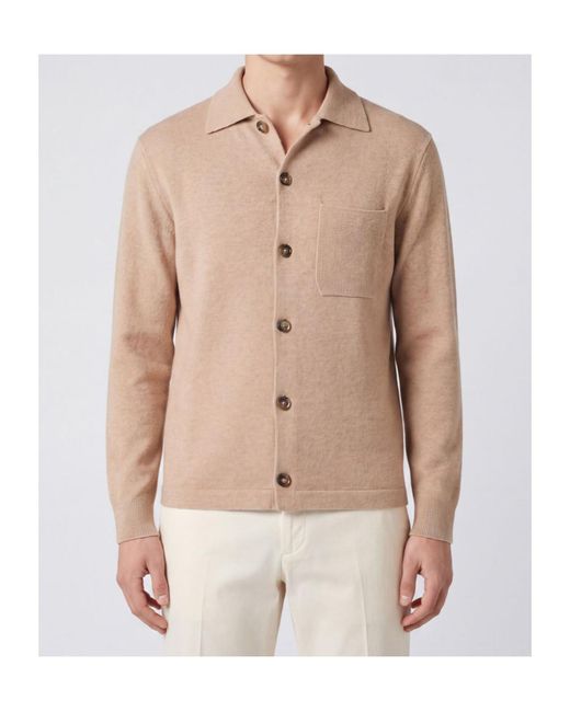 Canali Natural Button-Up Shirt Collar Cardigan for men