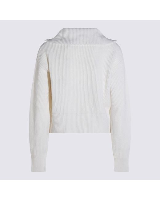 Max Mara White Nadar Quarter-Zip Knitted Jumper