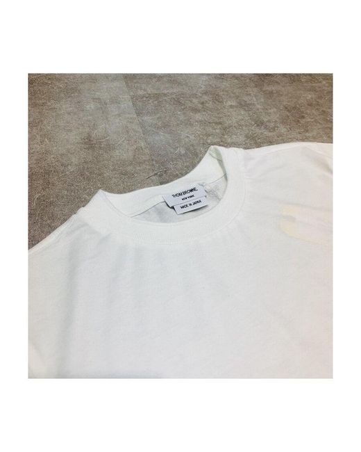 Thom Browne White Logo Patch Crewneck T-Shirt