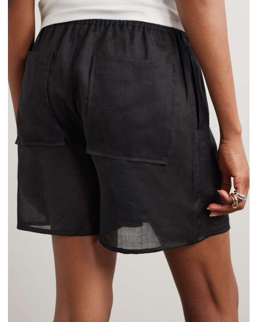 Totême Black Totme Elasticated-Waistband Straight Hem Shorts