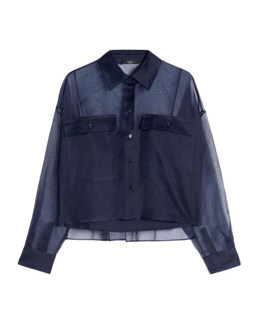 Weekend by Maxmara Blue Colomba Pocket Blouse