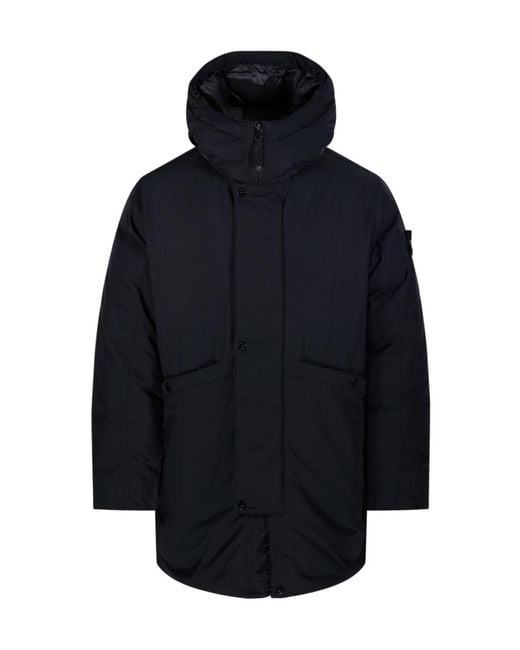 Stone Island Blue Logo Patch Hooded Jacket for men