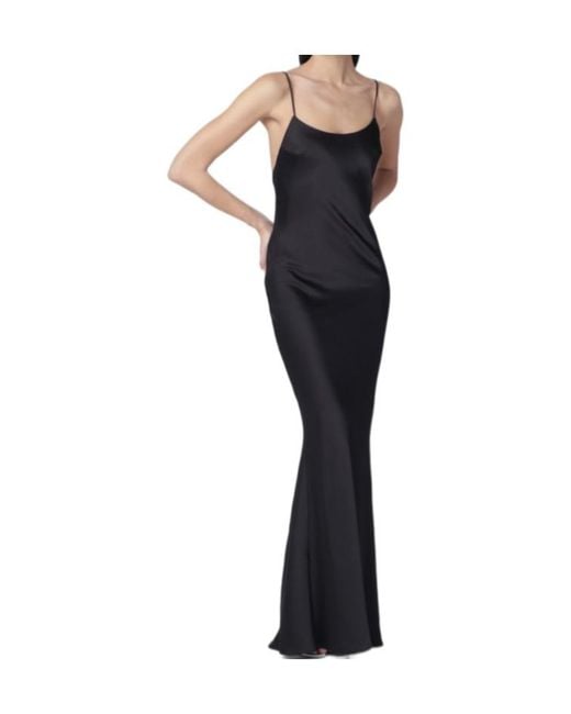 ANDAMANE Blue Ninfea Satin Slip Maxi Dress