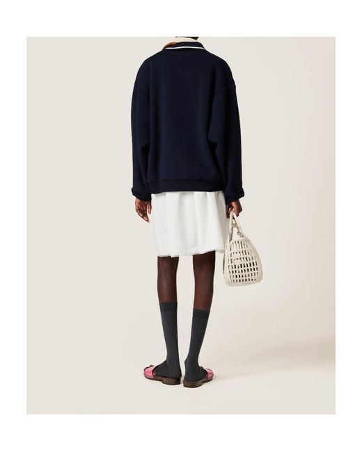 Miu Miu Blue Logo-Embroidered Zipped Jacket