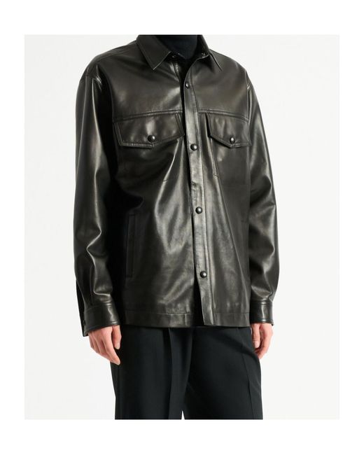 Balmain Black Collared Button-Up Jacket for men