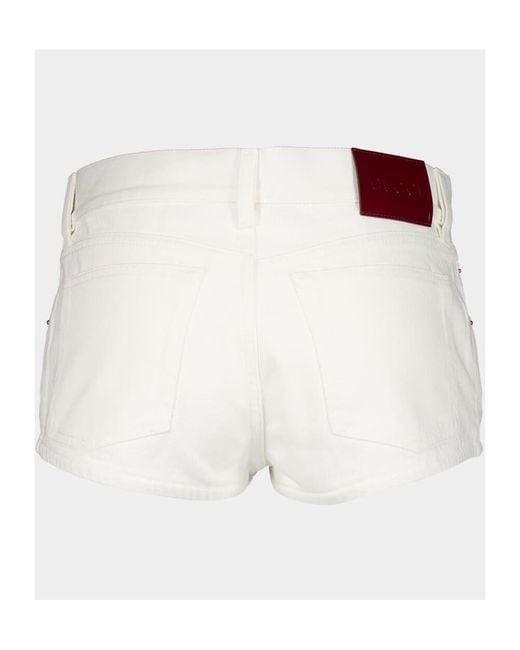 Gucci White Logo-Patch Denim Shorts