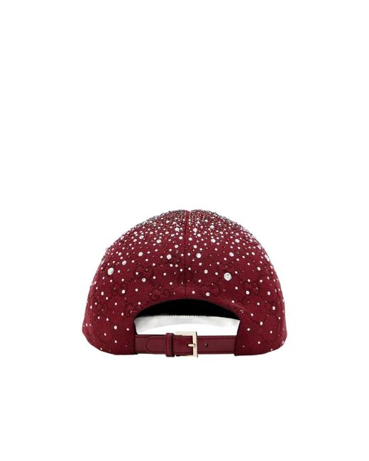 Gucci Red Gg Canvas Baseball Hat