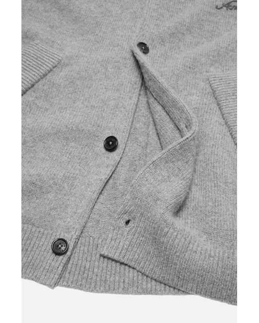 Acne Gray V-Neck Cardigan Knitwear for men