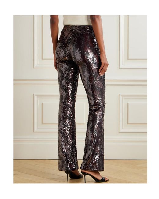 Veronica Beard Brown Collier Sequined Satin Flared Pants