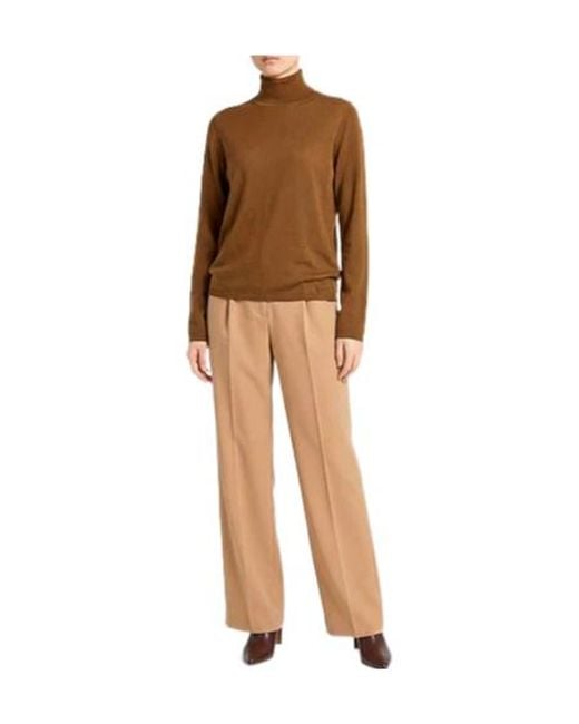 Max Mara Brown Long-Sleeve Turtleneck Sweater