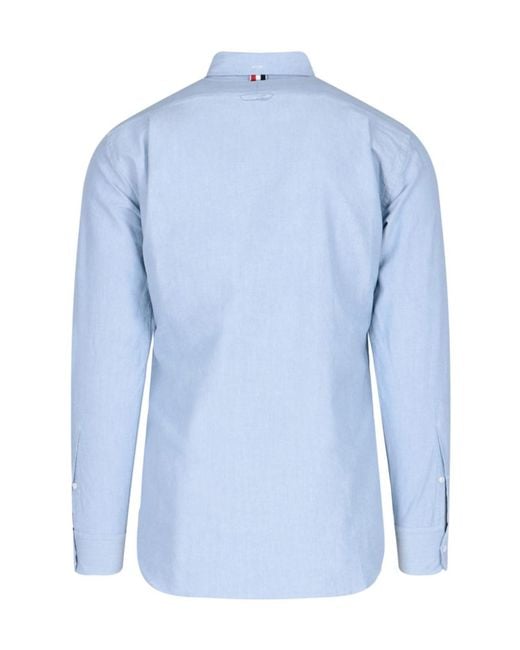 Thom Browne Blue Collared Button-Up Oxford Shirt for men
