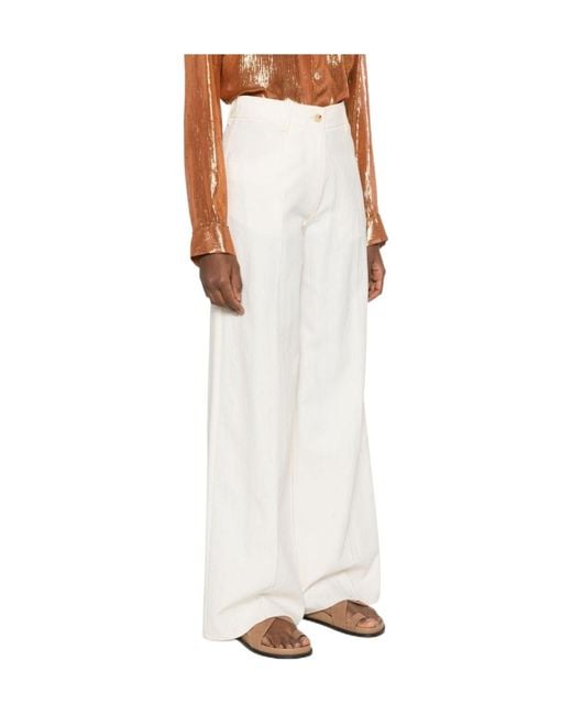 Forte_forte White Twill Casual Trousers