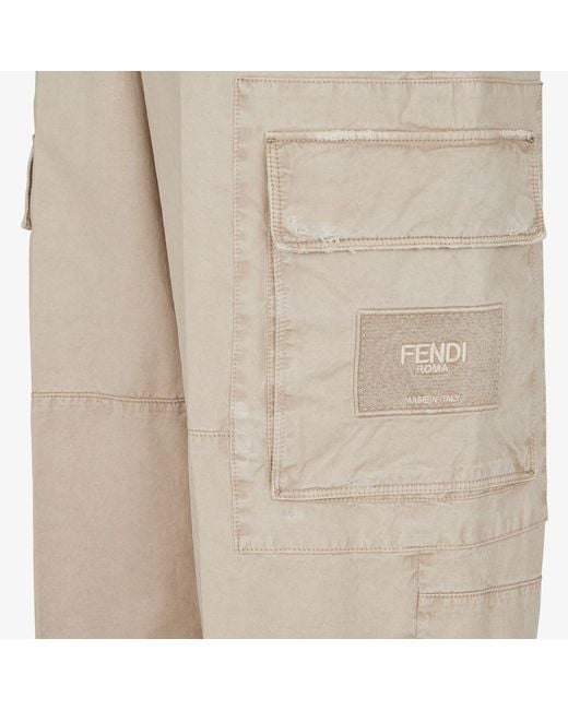 Fendi Natural Worn-Effect Cargo Trousers for men
