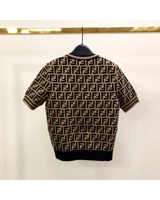 Fendi Brown Fabric Ff Motif Jumper