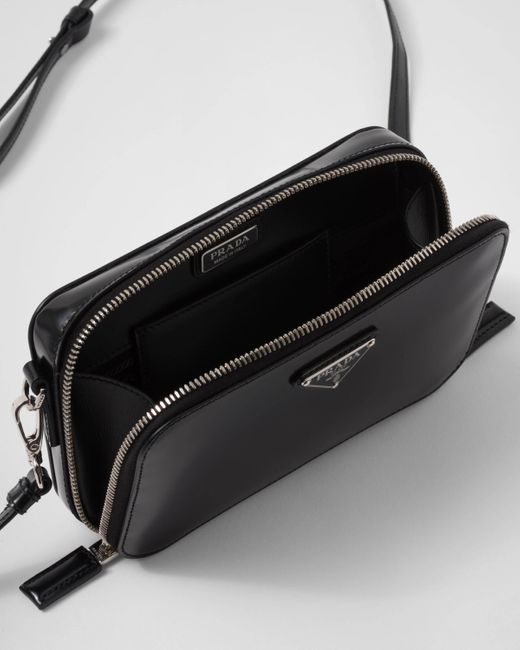 Prada Black Brique Brushed Leather Bag for men