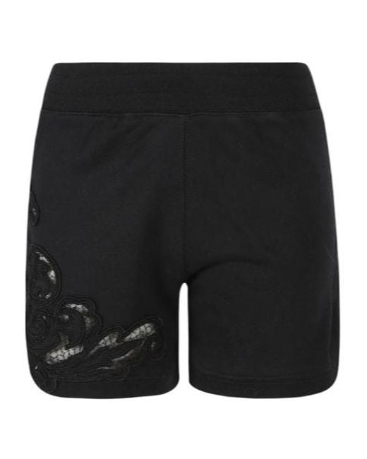 Ermanno Scervino Black High-Waist Elasticated Waistband Laced Shorts