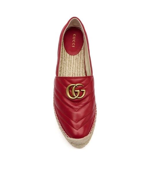 Gucci Red Gg Espadrille Platform Shoes